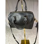 Michael Kors Aria Small Black Studded Satchel Crossbody Handbag Photo 2
