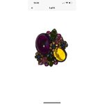 Colorful Floral Glass Cabochon Jelly Belly Black Japanned Vintage Pin/Brooch Black Photo 1