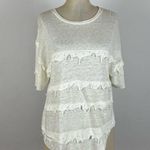 IRO  Jeans Cream Distressed Birtie Linen Destroyed Tee Photo 1