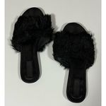 Forever 21 Black Fur Peep-Toe Slides Sandals Shoes Size 8 π€ Photo 1