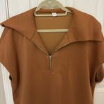 Anrabess Short Sleevr Quarter Zip Sweatshirt Top Brown Size XL Photo 2