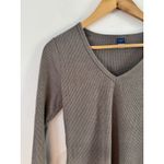 Old Navy NWT  Plush Tee Women’s Medium Grey Ribbed V Neck Long Sleeve Fleece Photo 2