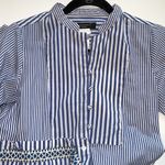 Max Mara weekend Dress striped cotton 4 stand up collar blue white belted pockets Photo 5