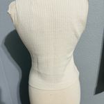 ZARA Ecru Sleeveless Cut Out Squared Neck Choker Tank Top Sz L Cotton Blend Photo 13