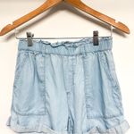 Aerie  Chambray Denim Jean Look Camp High Waisted Paper bag Shorts Small Photo 2