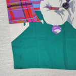 VTG Daniel Hechter Silk Scarf 30" Square Green Plaid Elephant Hand Rolled Photo 12