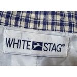 White Stag Vtg 90s Womens 10 Blue Beige Plaid Linen Cotton Pockets Blazer Jacket Photo 4