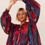 Farm Rio Women’s Bird Flowers Pleated Shirt Multicolor Photo 0