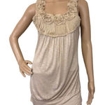 H.I.P. Y2K 00s Beige Rosette Rouched Sleeveless Top Size S Photo 0