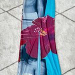 Tiger Mist Blue Floral Stretch Sleevless Graphic Bodycon Maxi Dress Sz Med Photo 10