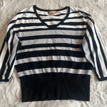 Ellen Tracy  Women's black  white striped sweater metallic threads.Size‎ M Photo 0