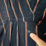 ALC Frank ALC Women's Black Nico Surplice Long Sleeve Striped Silk Midi Dress Size 2 Photo 6