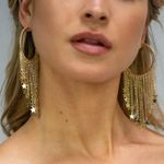 Anthropologie New Stella & Ruby Crystal Star cascading chain fringe statement Hoop earring Photo 9