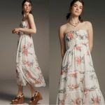 Anthropologie  The Somerset Strapless Maxi Dress Ivory Floral Size Small NWT Photo 1