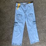 VIP Jeans Light Wash Wide Leg Cargo Pants Size 15/32 Black Photo 1