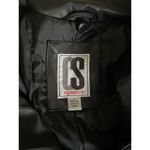 VTG Y2K CS Signature Black Faux Leather Long Club Goth Pleather Matrix Jacket S Photo 2