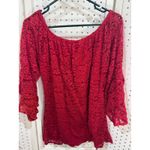 Lildy Red Lace Bell Sleeve Off Shoulder Tunic Top L XL Photo 4