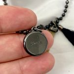 Celestial Zodiac Silver Black Cancer Star Sign Crystal Tassel Necklace Photo 3