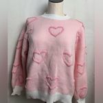 Fashion Heart sweater pink with puffed hearts long sleeve Small NWT Photo 0