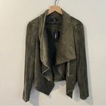 Lulus  Wild at Heart Olive Green Vegan‎ Suede Moto Jacket NWT Size S Photo 5