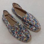 Soludos Multicolored Floral Leaf Print Canvas Jute Slip On Flat Espadrilles Photo 0