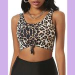 Zaful NEW  Leopard Print Scoop Neck Knotted Tankini Top Photo 2