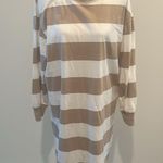 Old Navy Petite Beige Long Sleeve Striped T Shirt Dress Sz MP Photo 2