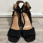 Nanette Lepore  Martina Embroidered Black Suede Leather Block Mary Jane heels 7.5 Photo 2