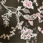 Garnet Hill  Dropwaist Button-Up Dress Olive Green Floral Size 6 Small Photo 5