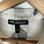 PICADILLY Canada Cream Grey Brush Stroke Linen Blend Button Front Tunic Shirt 10 Gray Photo 2