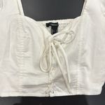 Forever 21  White Sweetheart Neckline Cropped Top Button Sleeve Photo 5