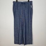 Old Navy  High Rise Wide Leg Linen Blend Pants Chambray Blue NWT Size Large Photo 1