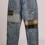 Hollister Womens Ultra High Rise Mom Jean Acid Wash Patchwork Raw Hem W27 L27 Photo 0