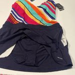 Nautica  one piece skort swim navy striped MSRP $118 Photo 1