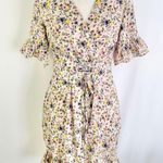 Pretty Little Thing Floral Print Corset Waist Ruffle Hem Mini Dress Stone Size 4 Photo 3