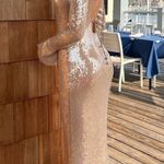 NEW Alix Earle Gold Sequin Open Back Cocktail Midi Dress Size L Photo 2