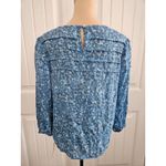 Nanette Lepore Cayman Blue Blouse Long Sleeves Flowy Fabric Nwt Elastic Cuff Med Photo 6