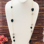 J.Crew Black Glass & Rhinestone Ball Gold Tone Long Necklace Photo 0