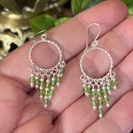 Bali Style Green Crystal Sterling Silver Earrings Photo 0