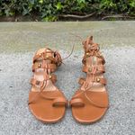 Valentino Garavani Valentino Rockstud Gladiator tan leather lace-up block heel sandal size IT36 US6 Photo 3