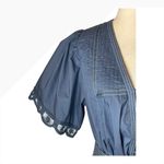 Hunter Bell Dress Women Medium Blue Cotton Puff Sleeve Valencia Midi Boho Photo 6