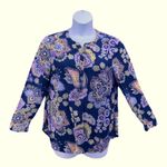 Talbots Womens Blouse Size Large Bohemian Paisley Floral Hipster Button Top Photo 0
