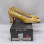 Rangoni Firenze Minx Beige Embossed Leather Block Heel Pumps 8 AAA Narrow Italy Photo 1