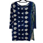 Clara Sun Woo Tie Dye Geometric Diamond Print Tunic Top Blouse Size M Blue Size M Photo 5