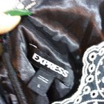 EXPRESS  Black and White Eyelet Textured Patterned Short Sleeve Romper Size L Photo 6