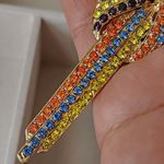 Large Statement Gold Colorful Parrot Bird Brooch Pin Photo 4