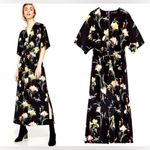 ZARA  kimono black floral vneck open back jumpsuit NWT Photo 1
