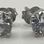 Sparkling CZ Stud Earrings Sterling Silver Classic Solitaire Prong Set Photo 0