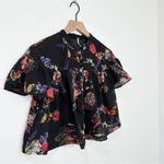 Free People  Sweet Escape Floral Cropped Blouse Flutter Sleeve size Small Photo 3