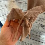 Free People  Tan Long Sleeve Double Tie Front Top - Small Photo 1